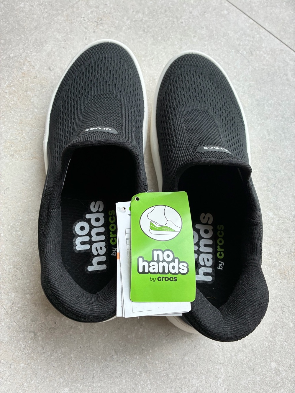 CROCS No Hands Slip-On Loafers in Black with White Sole